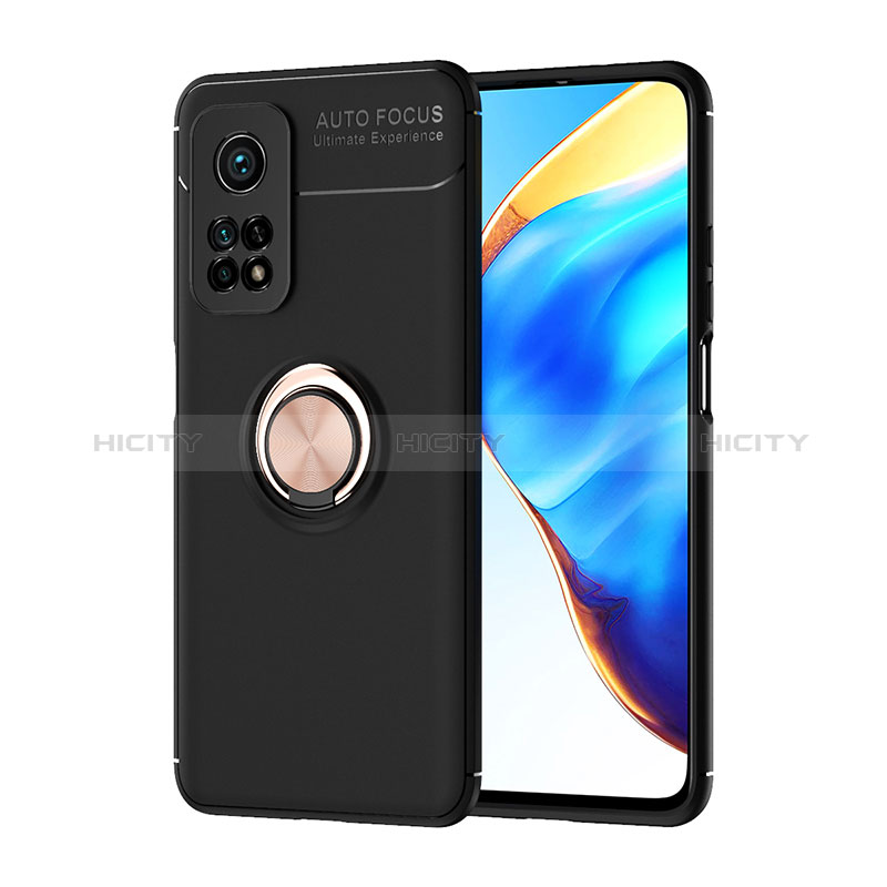 Funda Silicona Carcasa Ultrafina Goma con Magnetico Anillo de dedo Soporte SD1 para Xiaomi Redmi K30S 5G Oro y Negro