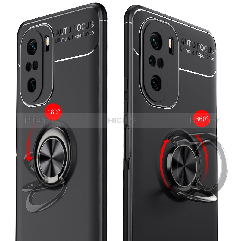 Funda Silicona Carcasa Ultrafina Goma con Magnetico Anillo de dedo Soporte SD1 para Xiaomi Redmi K40 Pro 5G