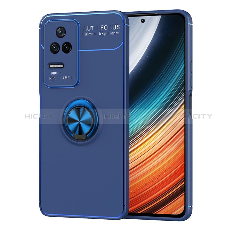 Funda Silicona Carcasa Ultrafina Goma con Magnetico Anillo de dedo Soporte SD1 para Xiaomi Redmi K40S 5G Azul