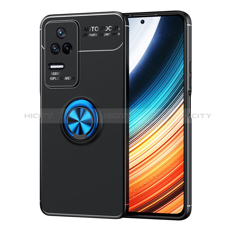 Funda Silicona Carcasa Ultrafina Goma con Magnetico Anillo de dedo Soporte SD1 para Xiaomi Redmi K50 Pro 5G Azul y Negro