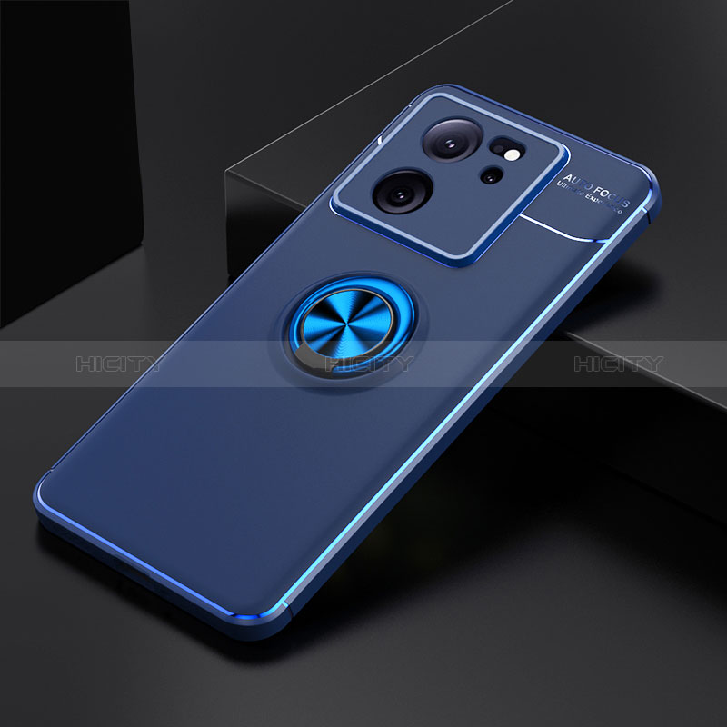 Funda Silicona Carcasa Ultrafina Goma con Magnetico Anillo de dedo Soporte SD1 para Xiaomi Redmi K60 Ultra 5G Azul