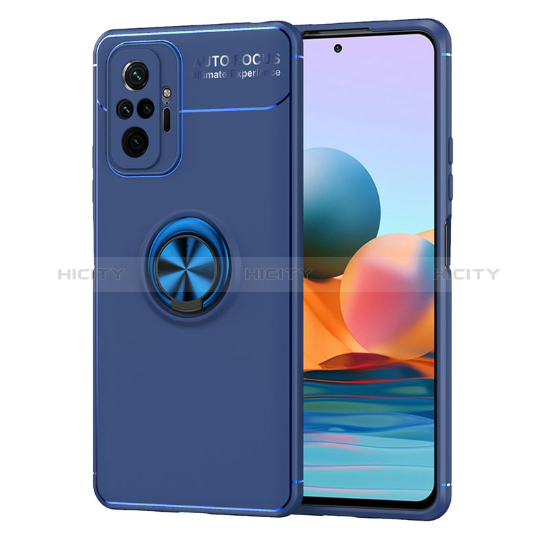 Funda Silicona Carcasa Ultrafina Goma con Magnetico Anillo de dedo Soporte SD1 para Xiaomi Redmi Note 10 Pro 4G Azul