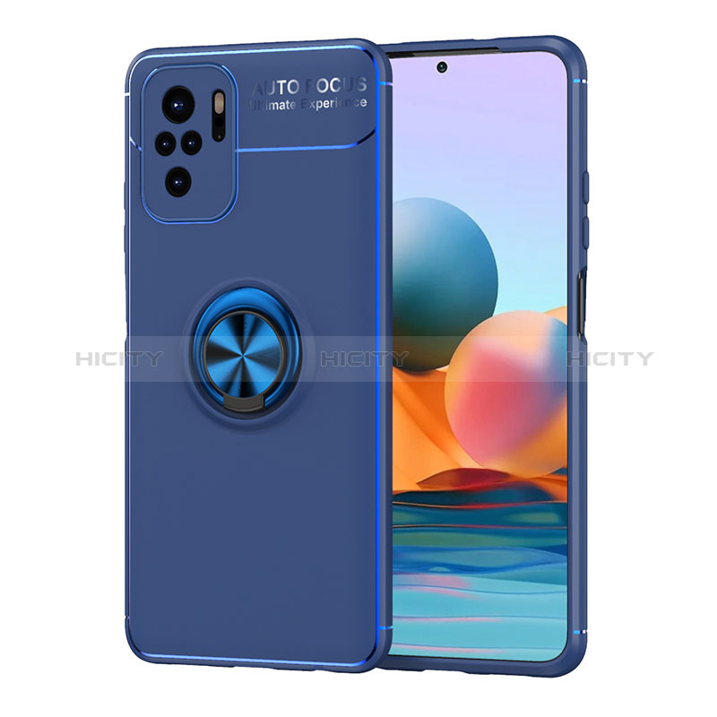 Funda Silicona Carcasa Ultrafina Goma con Magnetico Anillo de dedo Soporte SD1 para Xiaomi Redmi Note 10S 4G Azul