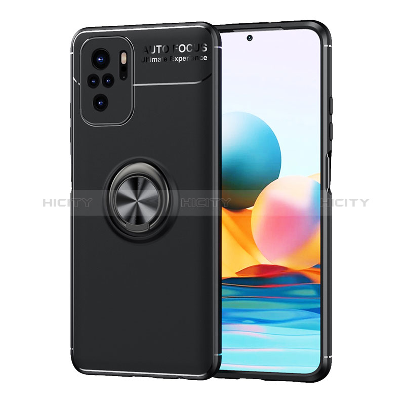 Funda Silicona Carcasa Ultrafina Goma con Magnetico Anillo de dedo Soporte SD1 para Xiaomi Redmi Note 10S 4G Negro