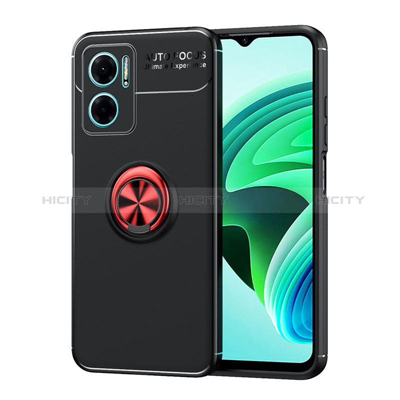 Funda Silicona Carcasa Ultrafina Goma con Magnetico Anillo de dedo Soporte SD1 para Xiaomi Redmi Note 11E 5G Rojo y Negro