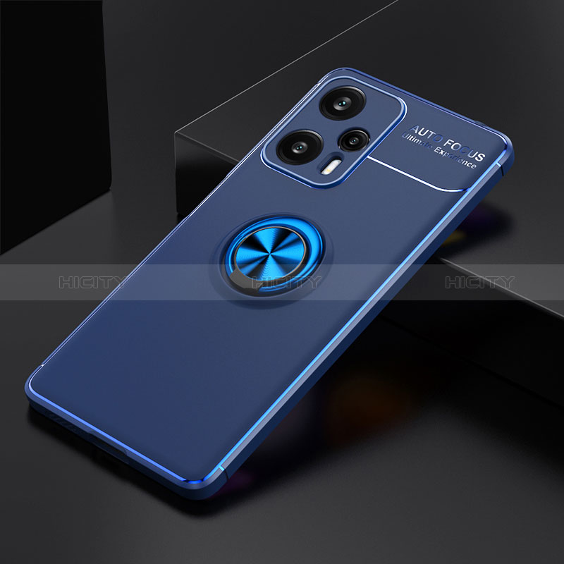 Funda Silicona Carcasa Ultrafina Goma con Magnetico Anillo de dedo Soporte SD1 para Xiaomi Redmi Note 12 Turbo 5G Azul