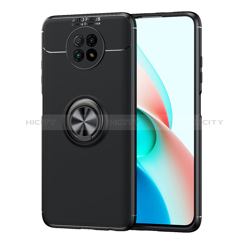 Funda Silicona Carcasa Ultrafina Goma con Magnetico Anillo de dedo Soporte SD1 para Xiaomi Redmi Note 9 5G Negro