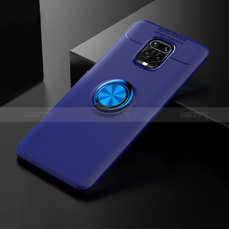 Funda Silicona Carcasa Ultrafina Goma con Magnetico Anillo de dedo Soporte SD1 para Xiaomi Redmi Note 9 Pro Azul