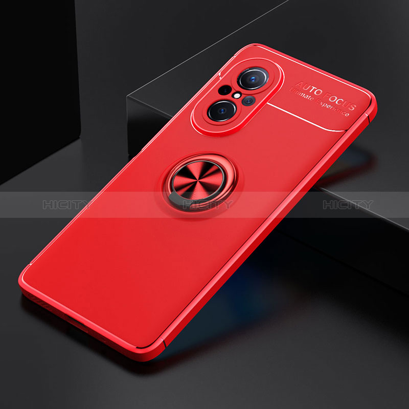 Funda Silicona Carcasa Ultrafina Goma con Magnetico Anillo de dedo Soporte SD2 para Huawei Nova 9 SE Rojo