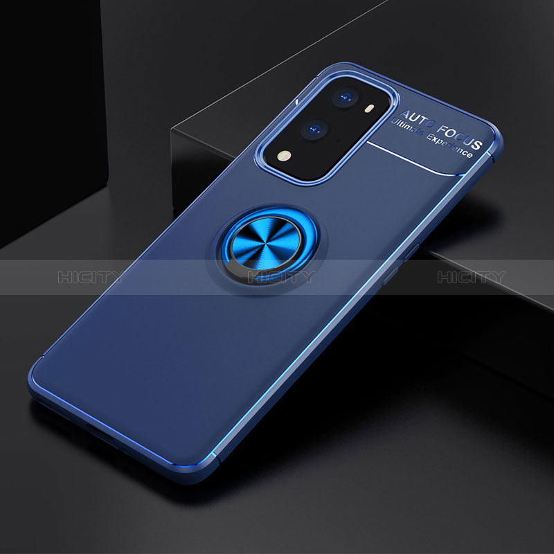 Funda Silicona Carcasa Ultrafina Goma con Magnetico Anillo de dedo Soporte SD2 para OnePlus 9 Pro 5G Azul