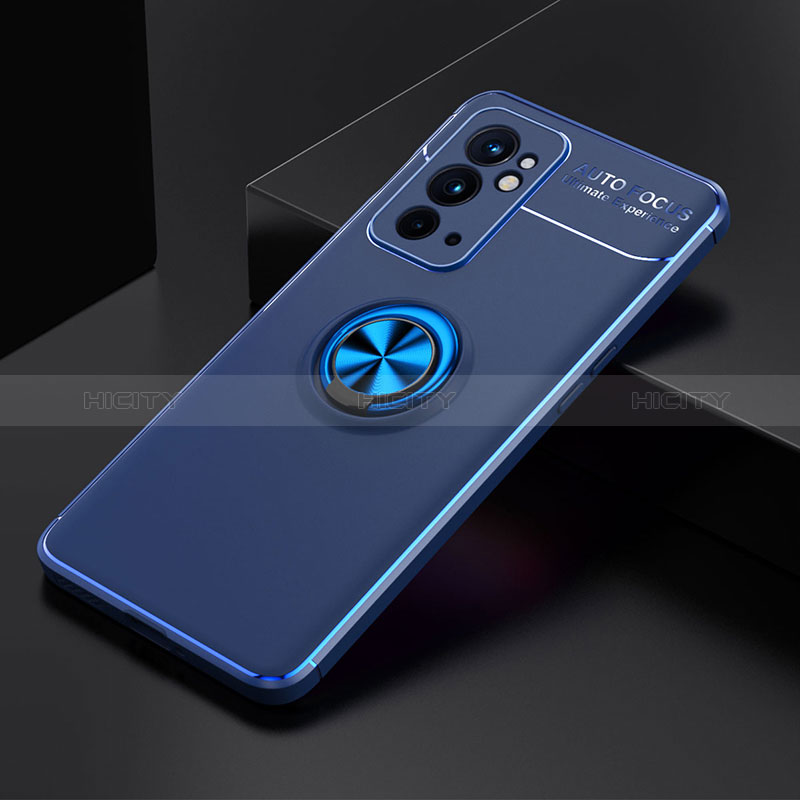 Funda Silicona Carcasa Ultrafina Goma con Magnetico Anillo de dedo Soporte SD2 para OnePlus 9RT 5G Azul