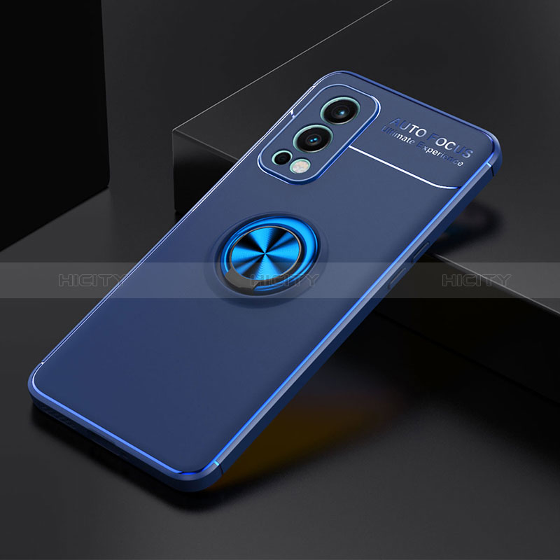 Funda Silicona Carcasa Ultrafina Goma con Magnetico Anillo de dedo Soporte SD2 para OnePlus Nord 2 5G Azul