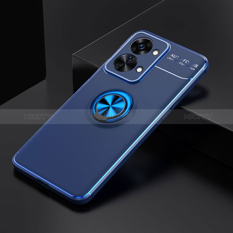 Funda Silicona Carcasa Ultrafina Goma con Magnetico Anillo de dedo Soporte SD2 para OnePlus Nord 2T 5G Azul