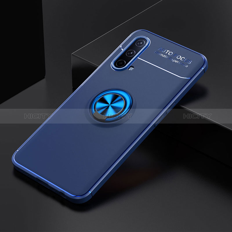 Funda Silicona Carcasa Ultrafina Goma con Magnetico Anillo de dedo Soporte SD2 para OnePlus Nord CE 5G Azul