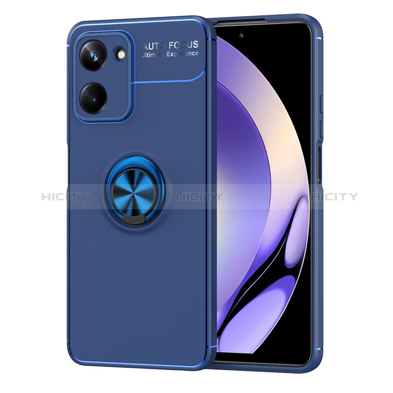 Funda Silicona Carcasa Ultrafina Goma con Magnetico Anillo de dedo Soporte SD2 para Realme 10 Pro 5G Azul