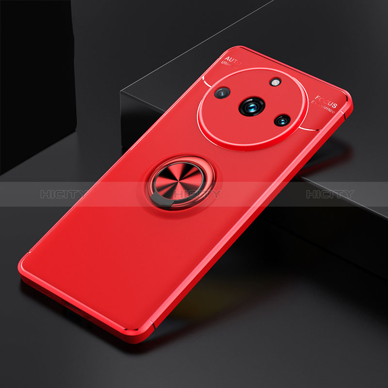 Funda Silicona Carcasa Ultrafina Goma con Magnetico Anillo de dedo Soporte SD2 para Realme 11 Pro 5G Rojo