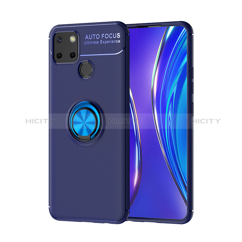 Funda Silicona Carcasa Ultrafina Goma con Magnetico Anillo de dedo Soporte SD2 para Realme 7i RMX2193 Azul