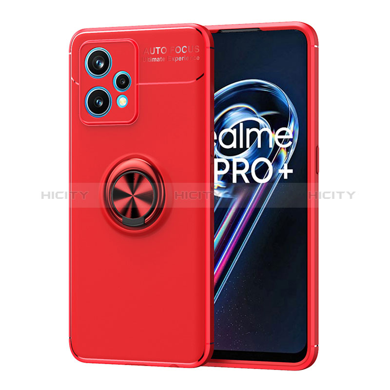 Funda Silicona Carcasa Ultrafina Goma con Magnetico Anillo de dedo Soporte SD2 para Realme 9 4G Rojo