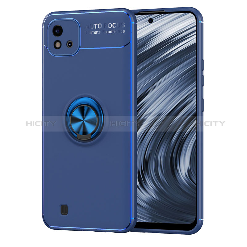 Funda Silicona Carcasa Ultrafina Goma con Magnetico Anillo de dedo Soporte SD2 para Realme C11 (2021) Azul