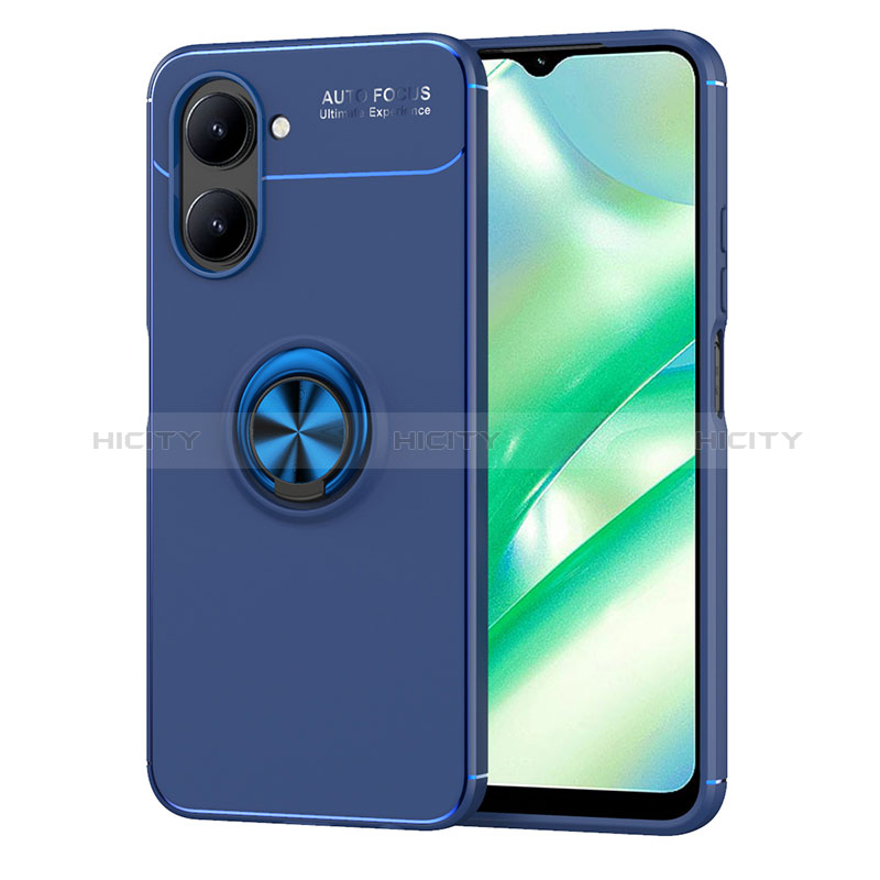 Funda Silicona Carcasa Ultrafina Goma con Magnetico Anillo de dedo Soporte SD2 para Realme C33 (2023) Azul