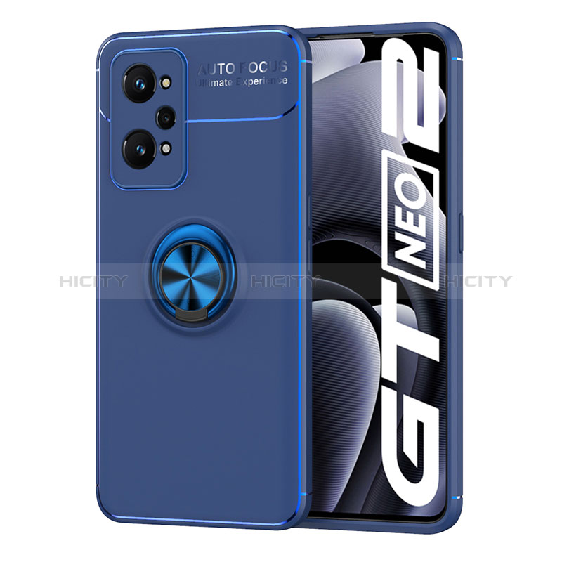 Funda Silicona Carcasa Ultrafina Goma con Magnetico Anillo de dedo Soporte SD2 para Realme GT Neo 3T 5G Azul