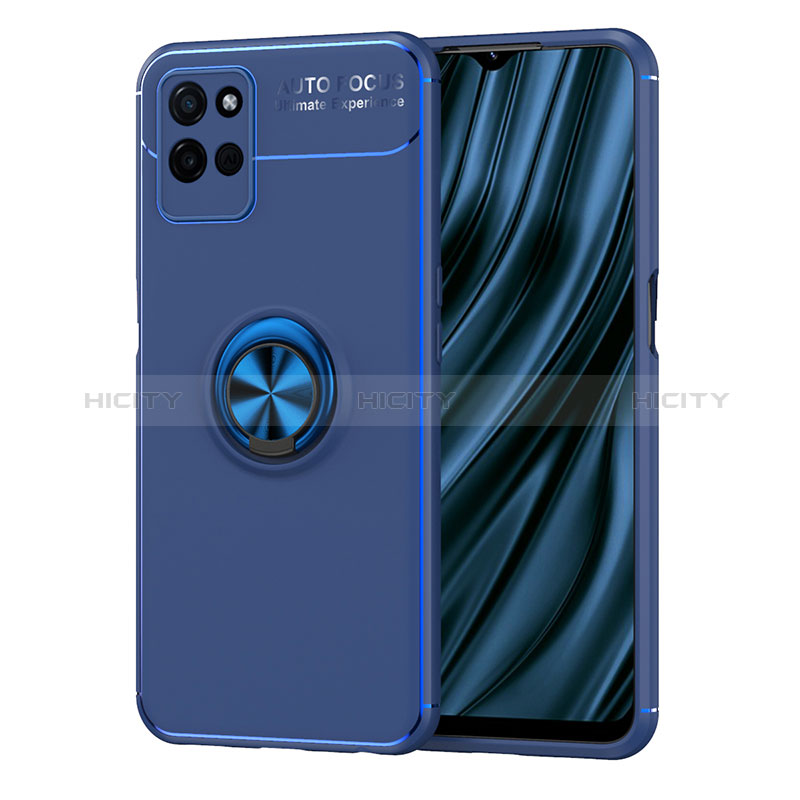 Funda Silicona Carcasa Ultrafina Goma con Magnetico Anillo de dedo Soporte SD2 para Realme V11 5G Azul