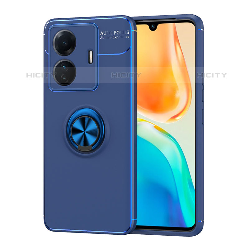 Funda Silicona Carcasa Ultrafina Goma con Magnetico Anillo de dedo Soporte SD2 para Vivo iQOO Z6 Pro 5G