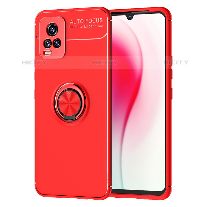 Funda Silicona Carcasa Ultrafina Goma con Magnetico Anillo de dedo Soporte SD2 para Vivo V20 (2021) Rojo