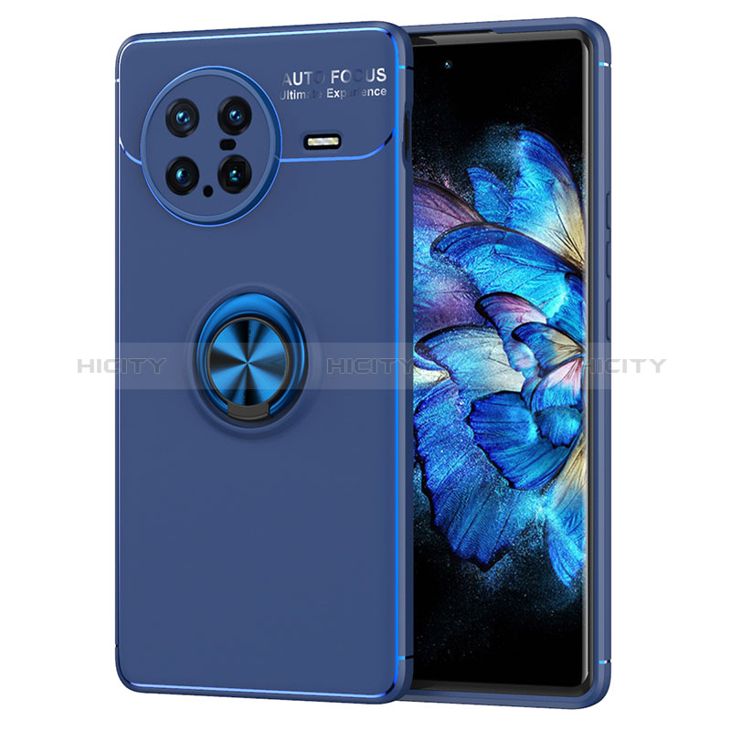 Funda Silicona Carcasa Ultrafina Goma con Magnetico Anillo de dedo Soporte SD2 para Vivo X Note Azul