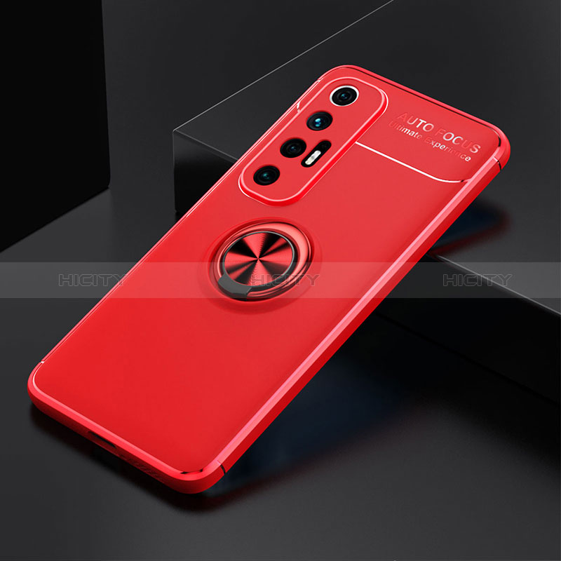 Funda Silicona Carcasa Ultrafina Goma con Magnetico Anillo de dedo Soporte SD2 para Xiaomi Mi 10S 5G Rojo