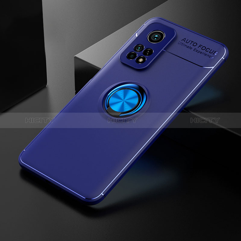 Funda Silicona Carcasa Ultrafina Goma con Magnetico Anillo de dedo Soporte SD2 para Xiaomi Mi 10T Pro 5G Azul