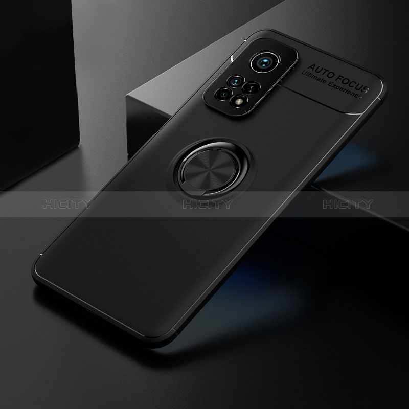 Funda Silicona Carcasa Ultrafina Goma con Magnetico Anillo de dedo Soporte SD2 para Xiaomi Mi 10T Pro 5G Negro