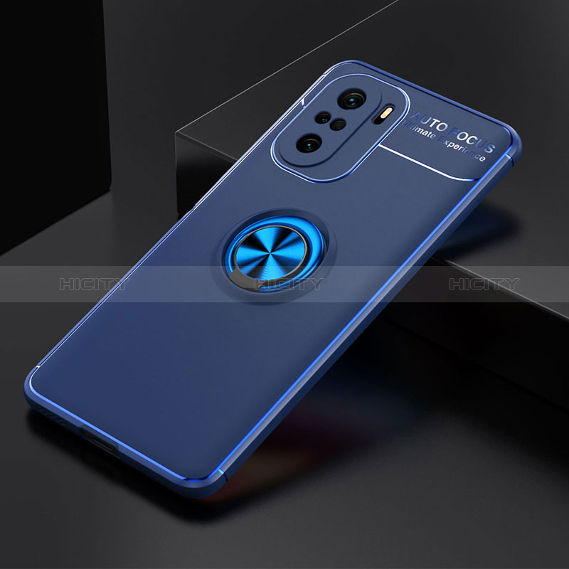 Funda Silicona Carcasa Ultrafina Goma con Magnetico Anillo de dedo Soporte SD2 para Xiaomi Mi 11X 5G Azul