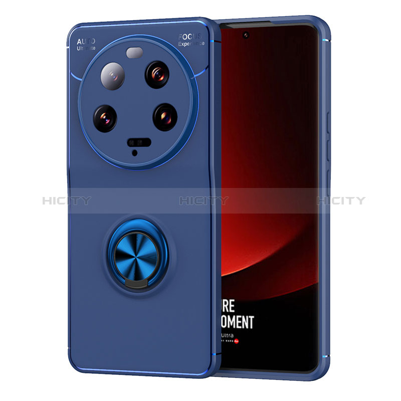 Funda Silicona Carcasa Ultrafina Goma con Magnetico Anillo de dedo Soporte SD2 para Xiaomi Mi 13 Ultra 5G Azul