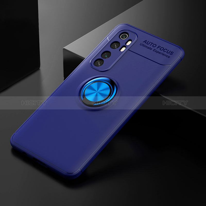 Funda Silicona Carcasa Ultrafina Goma con Magnetico Anillo de dedo Soporte SD2 para Xiaomi Mi Note 10 Lite Azul