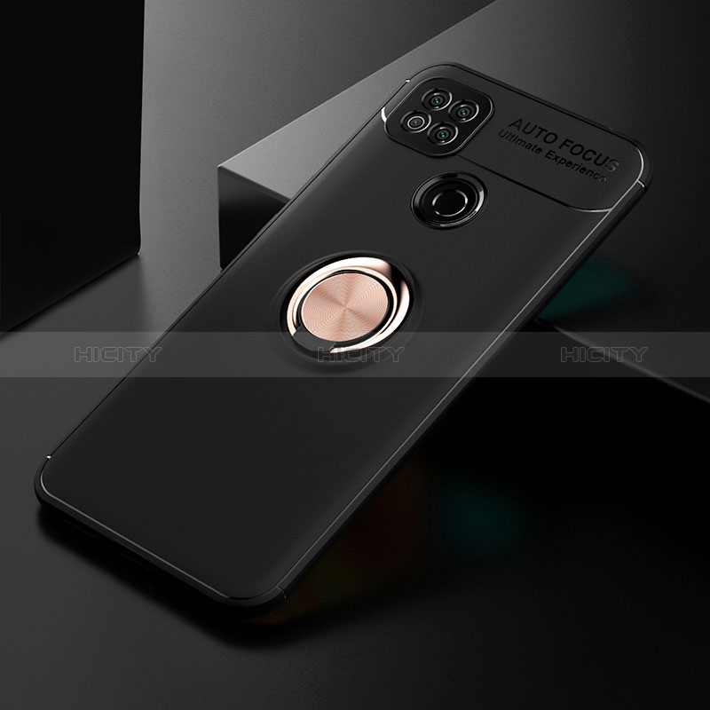 Funda Silicona Carcasa Ultrafina Goma con Magnetico Anillo de dedo Soporte SD2 para Xiaomi POCO C3 Oro y Negro