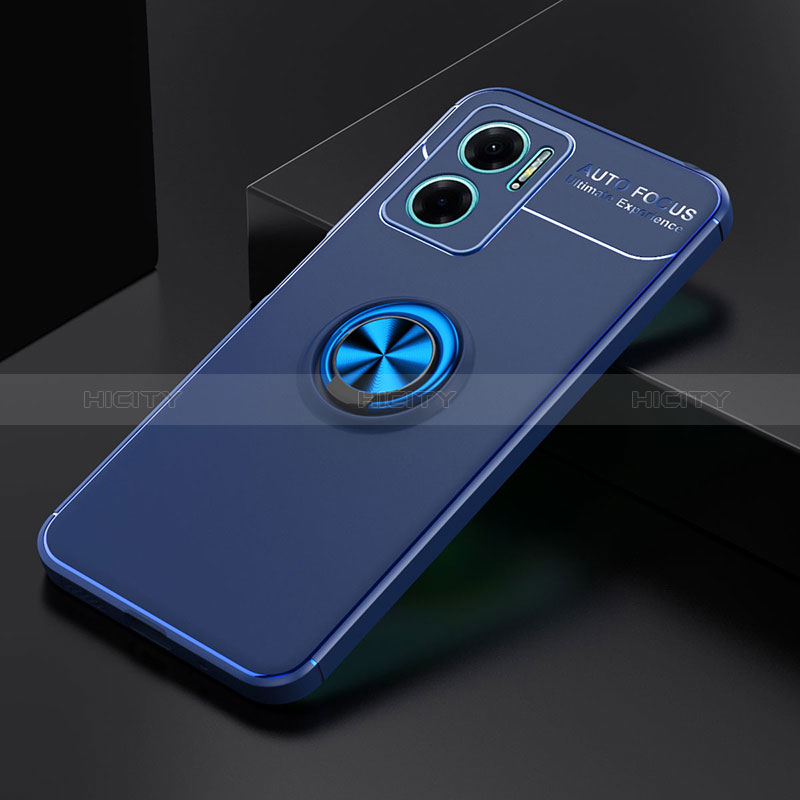 Funda Silicona Carcasa Ultrafina Goma con Magnetico Anillo de dedo Soporte SD2 para Xiaomi Redmi 10 5G Azul