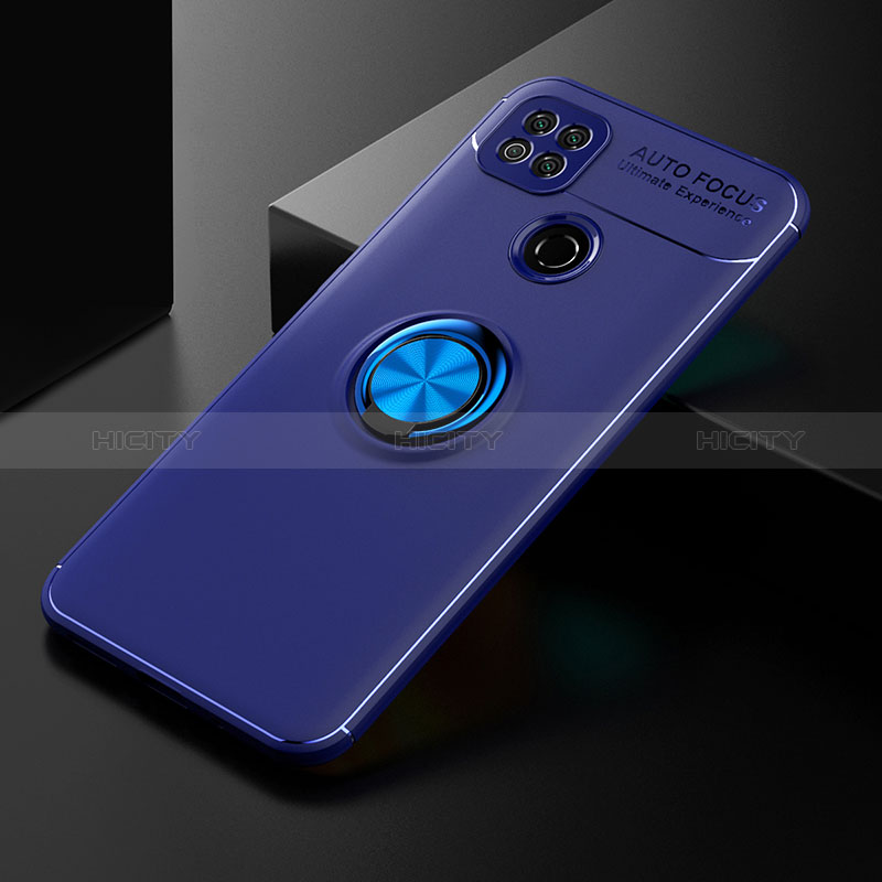 Funda Silicona Carcasa Ultrafina Goma con Magnetico Anillo de dedo Soporte SD2 para Xiaomi Redmi 10A 4G Azul