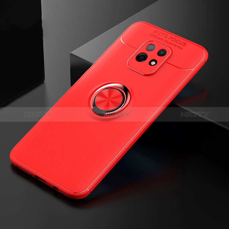 Funda Silicona Carcasa Ultrafina Goma con Magnetico Anillo de dedo Soporte SD2 para Xiaomi Redmi 10X Pro 5G Rojo