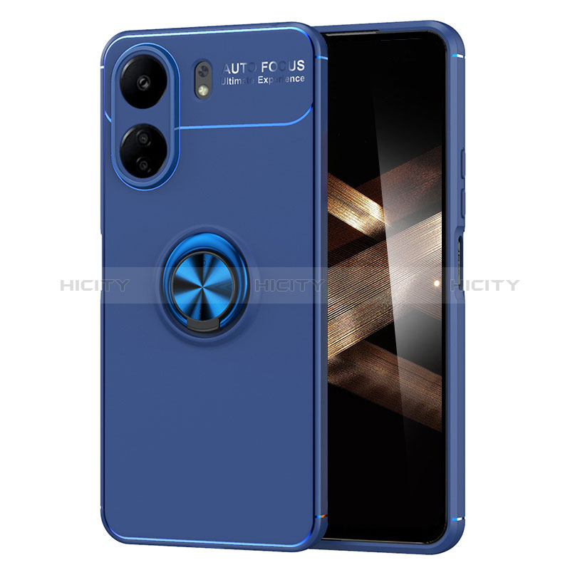 Funda Silicona Carcasa Ultrafina Goma con Magnetico Anillo de dedo Soporte SD2 para Xiaomi Redmi 13C Azul