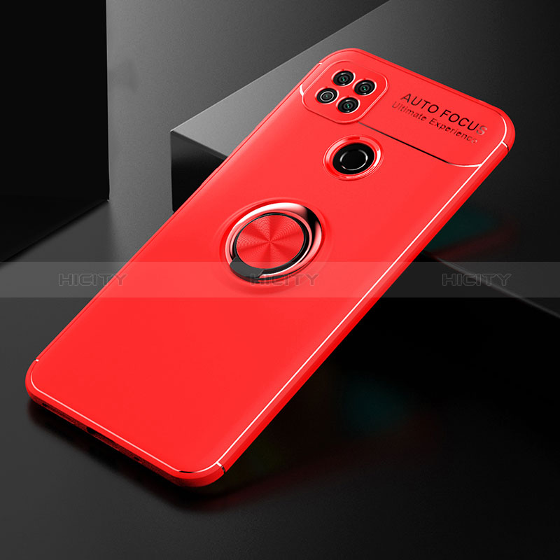 Funda Silicona Carcasa Ultrafina Goma con Magnetico Anillo de dedo Soporte SD2 para Xiaomi Redmi 9 India Rojo