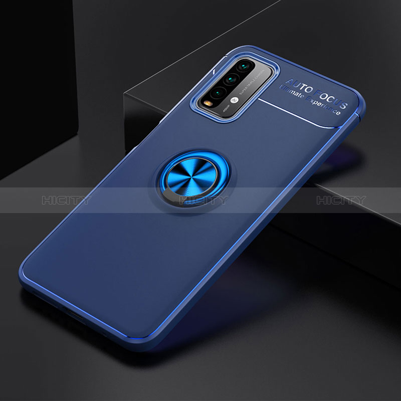 Funda Silicona Carcasa Ultrafina Goma con Magnetico Anillo de dedo Soporte SD2 para Xiaomi Redmi 9 Power Azul