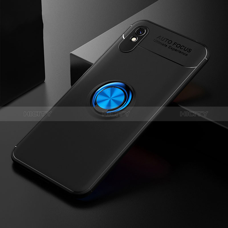 Funda Silicona Carcasa Ultrafina Goma con Magnetico Anillo de dedo Soporte SD2 para Xiaomi Redmi 9AT Azul y Negro