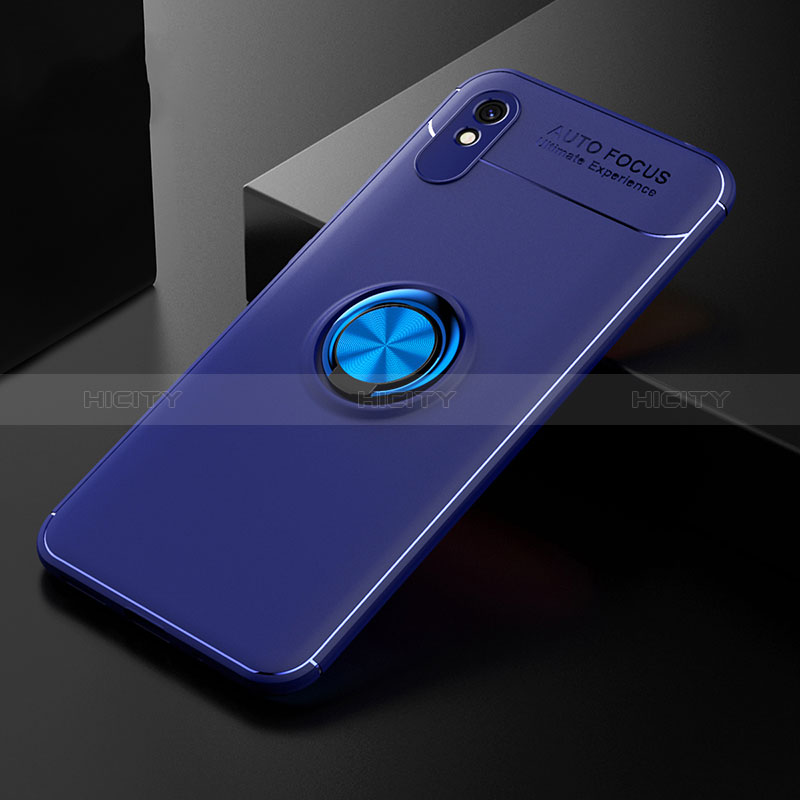 Funda Silicona Carcasa Ultrafina Goma con Magnetico Anillo de dedo Soporte SD2 para Xiaomi Redmi 9i Azul