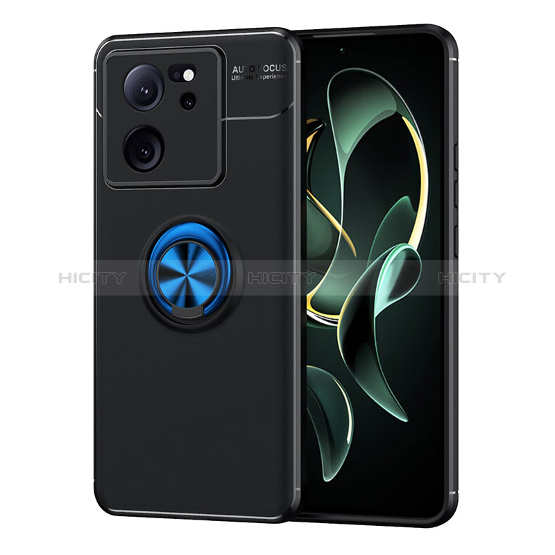 Funda Silicona Carcasa Ultrafina Goma con Magnetico Anillo de dedo Soporte SD2 para Xiaomi Redmi K60 Ultra 5G Azul y Negro