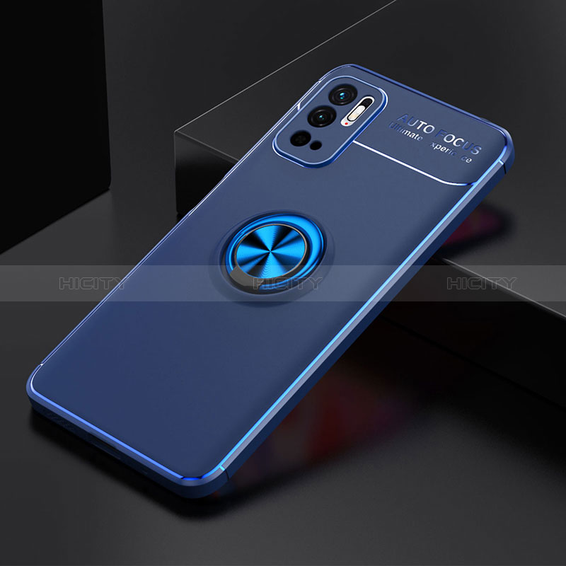 Funda Silicona Carcasa Ultrafina Goma con Magnetico Anillo de dedo Soporte SD2 para Xiaomi Redmi Note 10 5G Azul