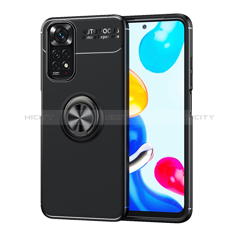 Funda Silicona Carcasa Ultrafina Goma con Magnetico Anillo de dedo Soporte SD2 para Xiaomi Redmi Note 11S 4G Negro