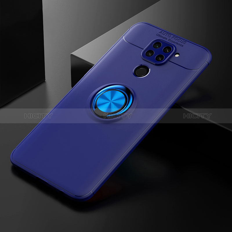 Funda Silicona Carcasa Ultrafina Goma con Magnetico Anillo de dedo Soporte SD2 para Xiaomi Redmi Note 9 Azul