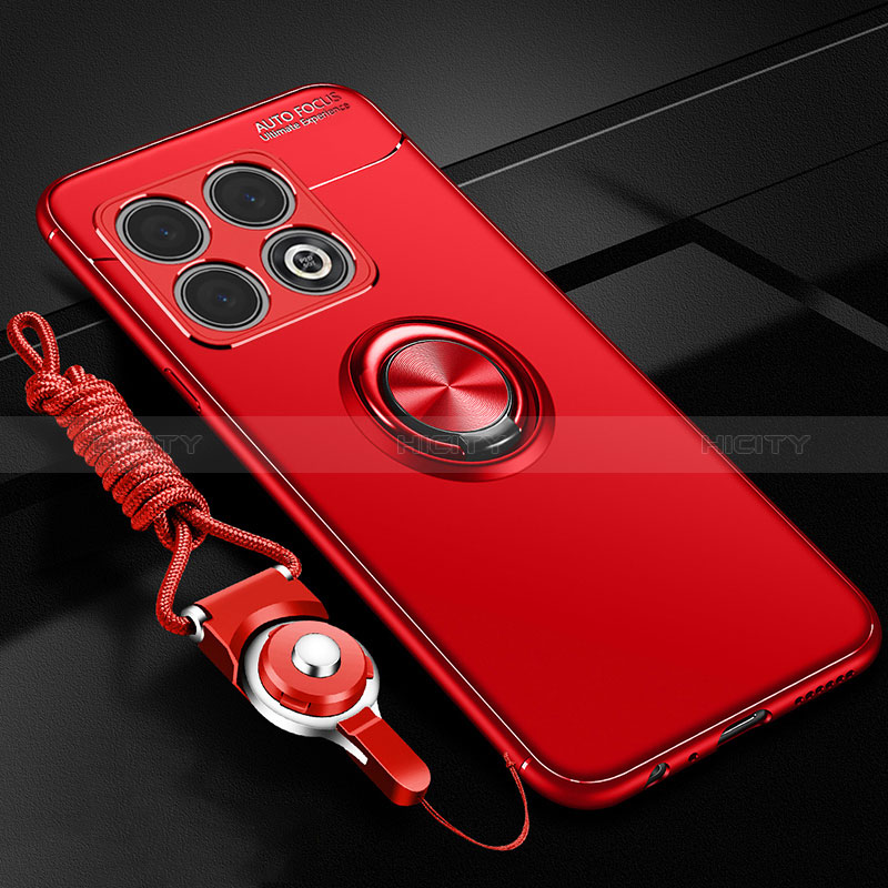 Funda Silicona Carcasa Ultrafina Goma con Magnetico Anillo de dedo Soporte SD3 para OnePlus 10 Pro 5G Rojo