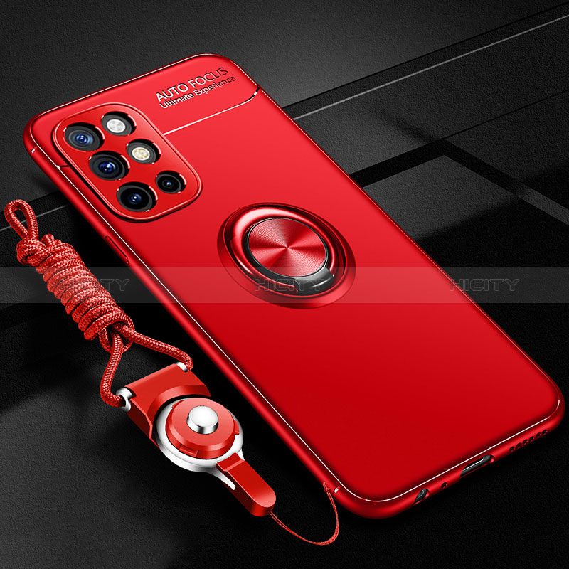 Funda Silicona Carcasa Ultrafina Goma con Magnetico Anillo de dedo Soporte SD3 para OnePlus 9R 5G Rojo